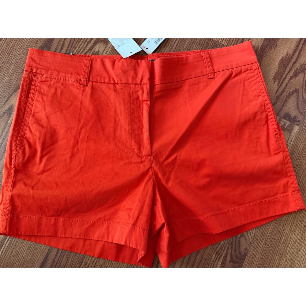 J.Crew Chino Shorts Womens 10 Orange 4 Inch Inseam New With Tags Stretch Cotton